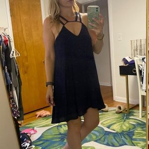 Blue midi dress with halter type straps